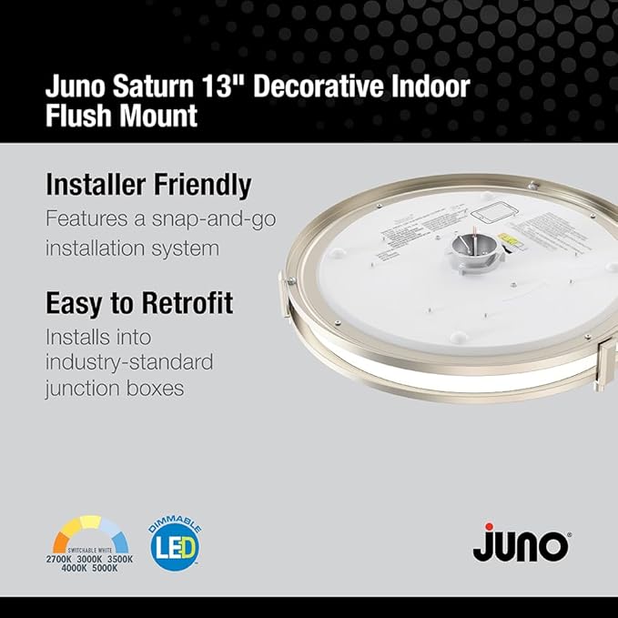 Juno Saturn Flush Mount Ceiling Light with Switchable Color Temperature (2700K-5000K), 13-Inch, Brushed Nickel