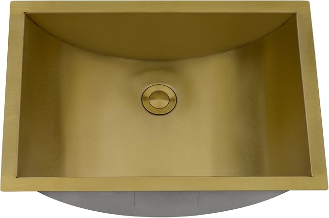 Ruvati 18 x 12 inch Satin Gold Brass Tone Undermount Bathroom Sink - 16 GAUGE Stainless Steel Kitchen Sink - SOUND-PROOF - RVH6110GG