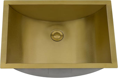 Ruvati 18 x 12 inch Satin Gold Brass Tone Undermount Bathroom Sink - 16 GAUGE Stainless Steel Kitchen Sink - SOUND-PROOF - RVH6110GG