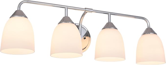 Chrome 4-Light Traditional Bathroom Vanity Light Fixtures Over Mirror, Modern Vanity Lights for Living Room, Standard E26 Base, Chrome