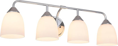 Chrome 4-Light Traditional Bathroom Vanity Light Fixtures Over Mirror, Modern Vanity Lights for Living Room, Standard E26 Base, Chrome