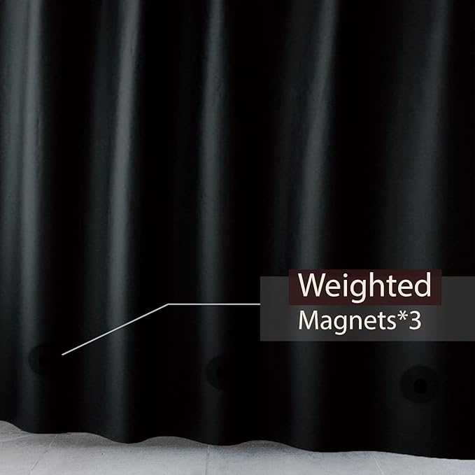 Black Shower Curtain Liner, 4G PEVA Shower Liner, Plastic Peva Waterproof Shower Curtains, 72x72 inch with Grommet Holes 3 Magnetic Weights