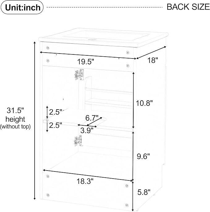 Christopher Knight Home Vanes Wood Frame 20" Bathroom Vanity with Ceramic Sink, Cabinet with Soft-Closing Door Shelf and Adjustable Shelf, Open Back, Metal Hardware, Storage/Organizer, Blue