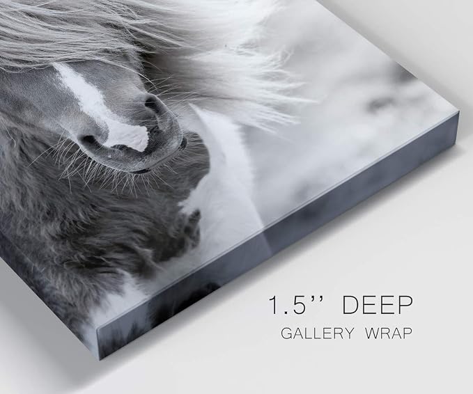 Renditions Gallery Animal Canvas Wall Art Home Paintings & Prints Rustic Vintage Horse Modern Decorations Black & White Wall Hanging Artwork for Bedroom Office Home Kitchen - 12"x18" LT02
