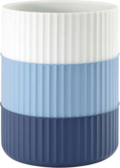 IZOD - Wastebasket, Trash Can for Home, Resin Bathroom Accessories, Dorm Room Essentials, Striped Bathroom Decor (Clubhouse Collection, Blue)