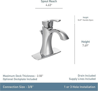 Moen Voss Brushed Gold One-Handle High-Arc Bathroom Faucet with Drain Assembly for Single-Hole Sink, 6903BG