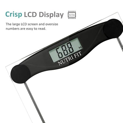 Digital Bathroom Scale for Body Weight Smart Bath Weighing Scales | 0.2lb Precision, 330lb Capacity, Clear LCD Screen, Accurate Electronic Scale for Weight Loss, with CR2032 Battery, Black