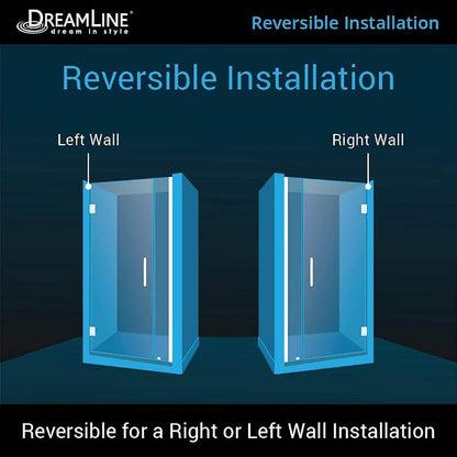 DreamLine Unidoor 35 - 36 inch W x 72 inch H Frameless Hinged Shower Door in Matte Black