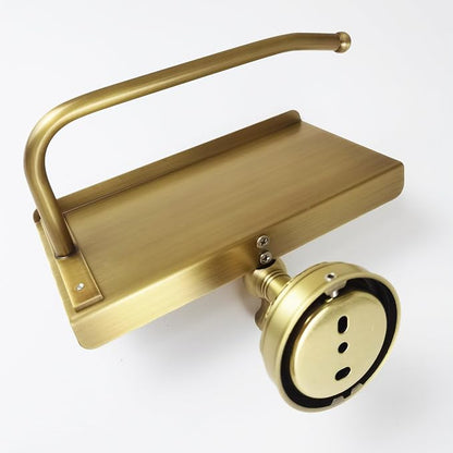 Toilet Paper Holder with Phone Shelf, Bathroom Toilet Paper Roll Holder Antique Bronze Brass Wall Mounted Bathroom Hardware Accessories,Porcelain Design