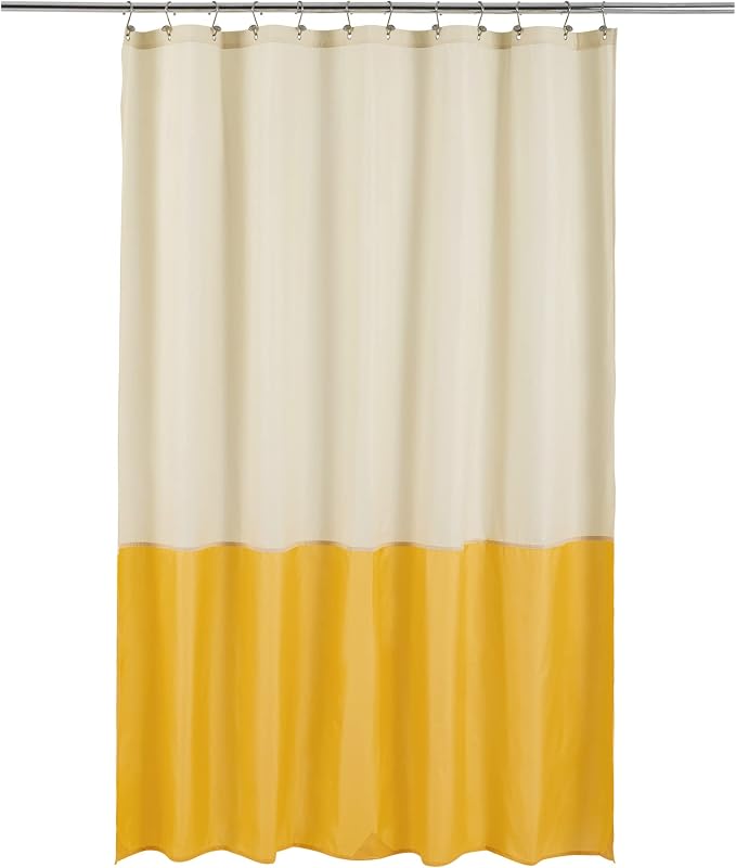 ALYVIA SPRING Waterproof Fabric Shower Curtain or Liner Cream/Yellow, 72x72 | 3 Magnets, Soft Cloth & Hotel Quality, Machine Washable, Light-Weight, Standard Size
