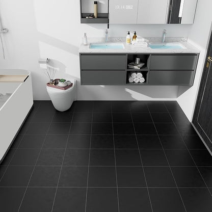Lareko Black Marble Peel and Stick Vinyl Floor Tiles,20 Tiles - 12" x 12",Waterfproof and Self Adhesive Vinyl Sticker Tiles,Laminate Flooring for for Kichen,Bathroom,Dining Room(Black)