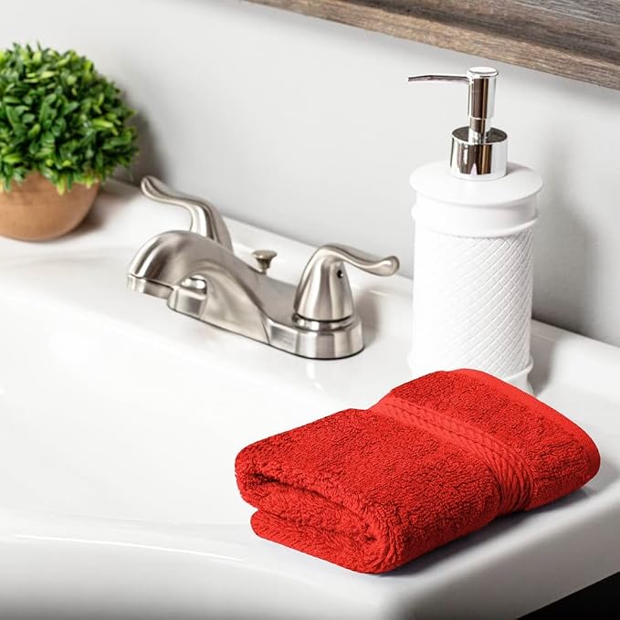 Superior Egyptian Cotton Plush & Absorbent, Face Towel Set of 6, Red | Quick Dry, Soft Luxury Towel Set, Bath Essentials for Bathroom, Guest Bath, Spa, 2 Piece Face, Madeline Towels