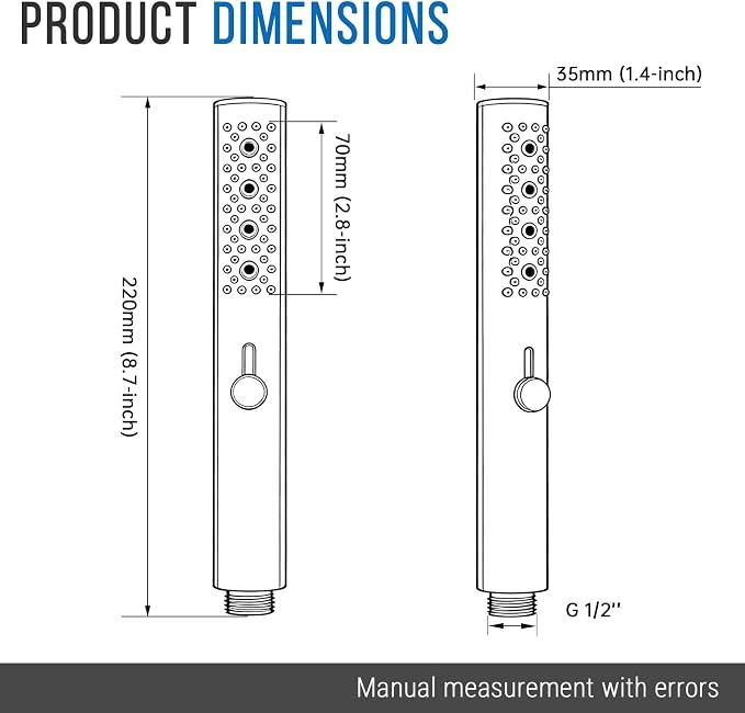 G-Promise All Metal Round 3 Function Handheld Shower Head(Brushed Nickel) | All Metal Construction, 3 Function Modes with Massage, Modern Look, Push Switch, Easy Installation