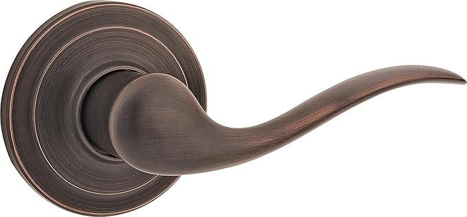 Kwikset Tustin Dummy Door Handle, Single Sided Lever for Closets, French Double Doors, and Pantry, Venetian Bronze Non-Turning Left Handed Interior Push/Pull Lever, with Microban Protection