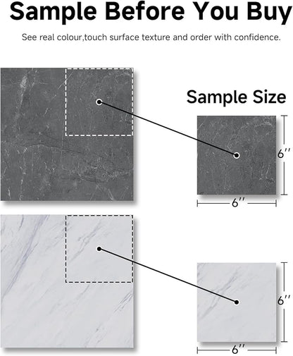 ATOPOSE Peel and Stick Vinyl Floor Tiles,10-Pack 12x12 Inch,Self Adhesive Waterproof Flooring Planks for Kitchen, Dining Room,Bathroom,Vestibule,Cover 10 Sq. Ft(Grey/White Marble,15 Tiles Per Color)