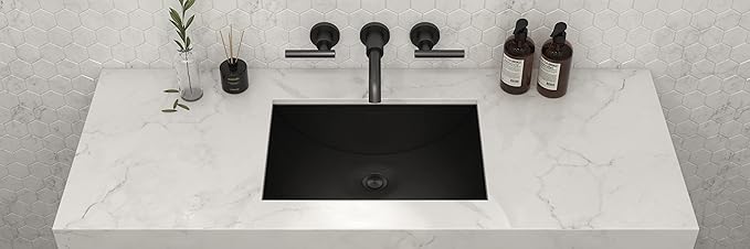 Ruvati 18 x 12 inch Gunmetal Black Undermount Bathroom Sink - 16 Gauge Stainless Steel Bathroom Sink with Brushed Finish, Easy-to-Clean Undermount Sinks - RVH6110BL