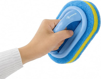 KOKSI Cleaning Brush for Bathroom Kitchen Bathtub Toilet Cleaner All Purpose Shower Sponge Scrubbing Brush with Ergonomic Handle