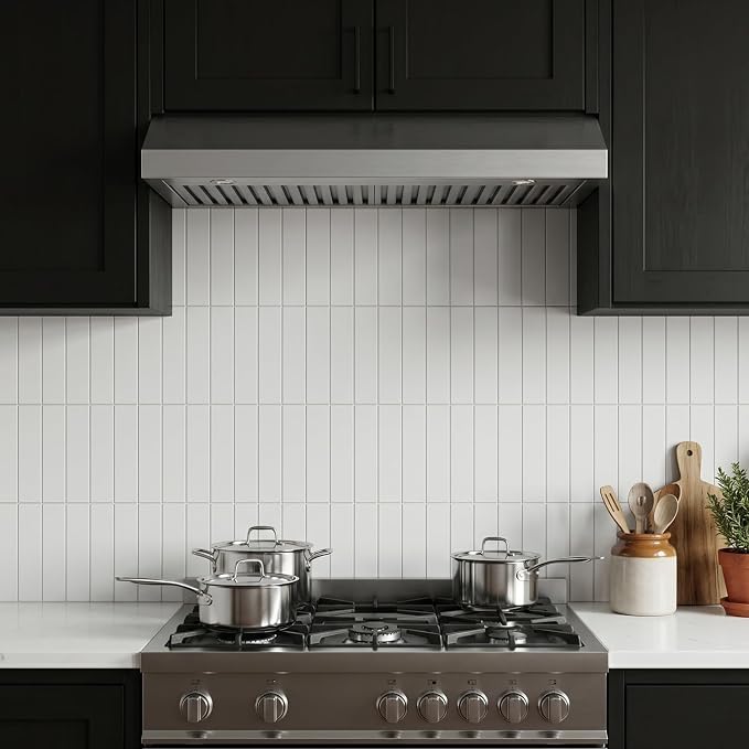80-Piece Pure White Thick PVC Peel and Stick Backsplash, 2" x 8" Waterproof Subway Tile Peel and Stick Wall Tiles for Kitchen and Bathroom