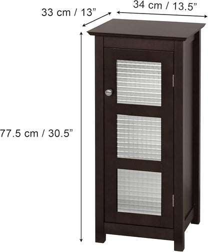 Teamson Home Chesterfield Freestanding Floor Cabinet with Waffle Glass Panel, Espresso