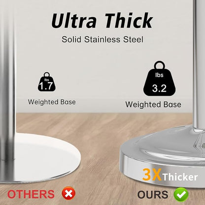 Hoimpro Hand Towel Holder Free Standing Towel Bar Polished Chrome | Hanging Floor Hand Towel Rack Ring,for Bathroom Kitchen Vanity Countertops, Hardware Accessories SUS 304 Heavy-Duty Base