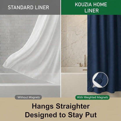 Waterproof Fabric Shower Curtain Liner, TPU Coated, PEVA-Free & Odorless, Hotel Quality, 3 Magnets, Rust-Proof Metal Grommets, Machine Washable, Navy, 72x72 Inch