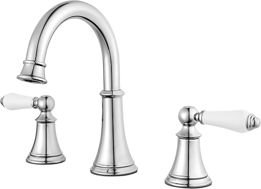 Pfister Courant Bathroom Sink Faucet, 8-Inch Widespread, 2-Handle, 3-Hole, NSF Certified, Polished Chrome Finish, LF049COPC