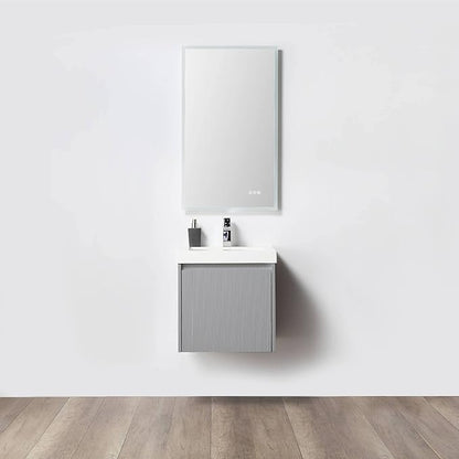 Blossom 20 Inch Bathroom Vanity with Sink | All Wood Wall Mounted Floating Bathroom Vanity Cabinet | Soft-Close Drawer | Modern Minimalist Style Vanities (20" w/Acrylic Sink, Light Grey)
