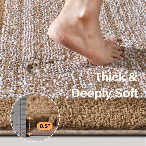 80x24 Long Bathroom Rugs Non Slip Washable, Soft Absorbent Bath Mat Coffee