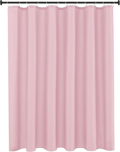 Biscaynebay Hotel Quality Fabric Shower Curtain Extra Long Liners 72" Width by 84" Length, Pink Water Resistant Bathroom Curtains Rust Resistant Grommets & Weighted Bottom Hem Machine Washable