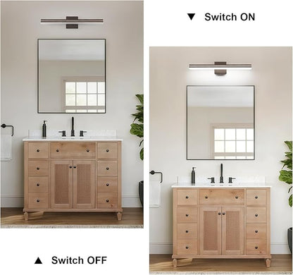 SineRise 24-Inch LED Modern Bathroom Vanity Light Bar, Brown Modern Acrylic Bathroom Wall Lighting Fixtures Over Mirror (Cool White 6000K)