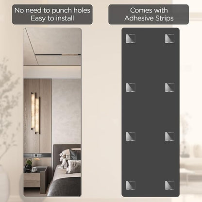 iCAGY Acrylic Full Body Self-Adhesive Shatterproof Mirror | Ultra-Thin, Lightweight, Frameless, Easy Install, Wall Mirror for Home Gym, Bedroom, Closet Door, Rectangle, 18"x 48", 1PCS
