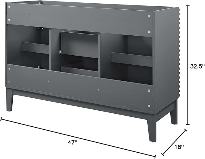 Modway Render 48" Double Sink Compatible (Not Included) Bathroom Vanity Cabinet in Gray