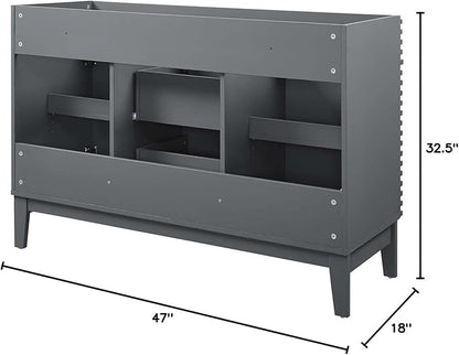 Modway Render 48" Double Sink Compatible (Not Included) Bathroom Vanity Cabinet in Gray