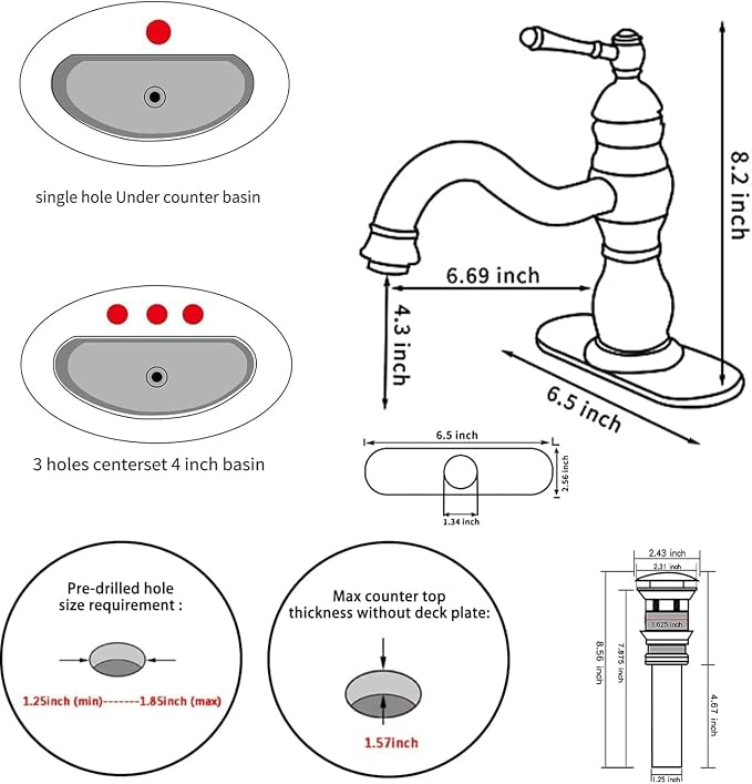 Oil Rubbed Bronze Bathroom Faucet Single Handle One Hole Bathroom Vanity Faucet Basin Mixer Tap Matching Pop Up Drain with Overflow
