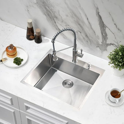 Drop In Kitchen Bar Sink, 23x18x10 Stainless Steel Small Sink | Small Drop In Sink, Topmount Outdoor RV Sink 16 Gauge Single Bowl Sink with Drain Strainer