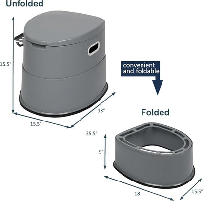 Portable Toilet with Non-Slip Mat, Leak-Proof & Odorless Travel Toilet, Grey