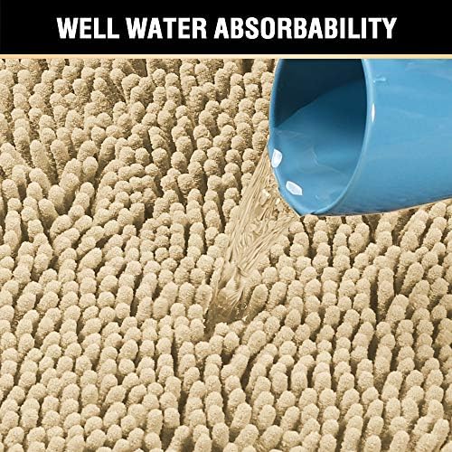 H.VERSAILTEX Bath Mat for Bathroom Non Slip Luxury Chenille Ultra Soft Bath Rugs 24x36 Absorbent Non Skid Shaggy Rugs Washable Dry Fast Plush Area Carpet Mats for Indoor, Bath Room, Tub - Beige