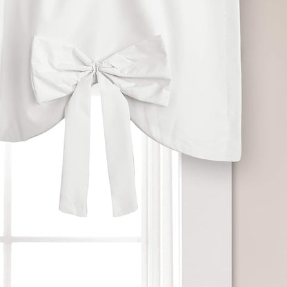 Lush Decor Melody Bow Valance Curtain 52" W x 18" L +3" White - Bow Curtains - Kitchen Valances for Windows - Coquette Valance Curtains for Bathroom
