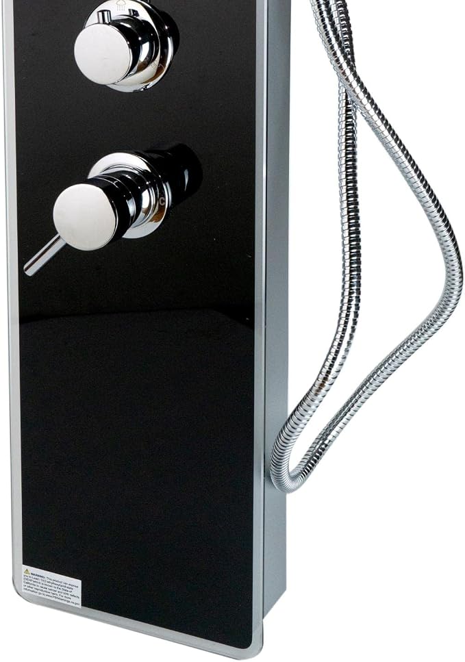 ALFI brand ABSP55B Black Glass Shower Panel with 2 Body Sprays and Rain Shower Head