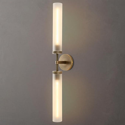 30" 2 Lights Hardwired Frosted Glass Bathroom Wall Sconces, Handmade Knurled Brass Wall Light Fixture,Modern Vanity Light for Living Room,Hallway, Bedroom, Indoor Wall Lamp, Bulb Included