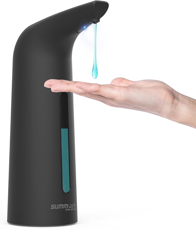 Automatic Liquid Soap Dispenser, 4-Level,Rechargeable | Plastic,13.5oz/400ml Black Touchless Electric Hand & Dish Countertop Soap Dispensers with Sensor for Bathroom,Kitchen Sink