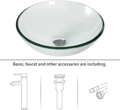 LUCKWIND 72" Double 24-in Bathroom Vanity with Sink Combo, Elegant Series with Two 12.6-in Side Cabinets, Painted Frame, Including Transparent Round Sinks, Faucets Without Mirrors, Black