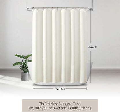 256GSM Cotton-Like Waffle Shower Curtain, Cream 72"x78" | with Weighted Hem & Rustproof Grommets - Soft, Quick-Dry & Water-Repellent, Perfect for Extra-Long Tubs, RVs, Apartments