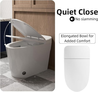 Non Electric One Piece Toilet, 1000g Map & 1.0 GPF, 17.3" ADA & Elongated Tankless Toilet for Bathroom, Powerful Air Pressure Assisted Flush System, Foot Kick Flush Included, 12" Rough in