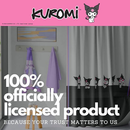 Sanrio Kuromi 13-Piece Shower Curtain Set, 72 x 72 Inch Fabric Curtain with Hooks, Bathroom Decor, Machine Washable, (100% Officially Licensed Product) by Franco Collectibles