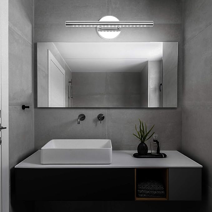 Bathroom Vanity Lights for Bathroom Light Fixutres 15.7 Inches Bathroom Lights Over Mirror 5W Led Lighting Plug in Vanity Lighting Fixtures Stainless Steel with 180°Rotation,6000K Cool White