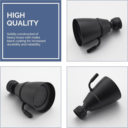 Angle Simple High Flow Shower Spray Head Adjustable, G 1/2, Matte Black | Brass, Swivel High Pressure Shower Head, Adjustable Angle and Water Flow, No Flow Restrictor, Easy to Wash Clean