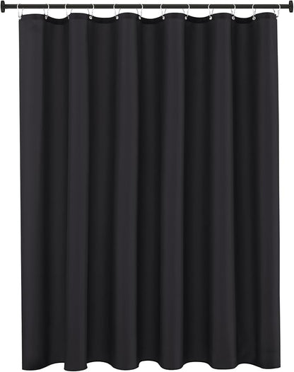 Fabric Shower Curtain Liner 72x72 Inch-Black Standard Size Shower Liners | Hotel Quality Water Resistant Shower Liners for Bathroom-Machine Washable Cloth Polyester Bath Curtain-Rental Apartment Home