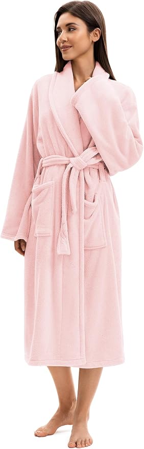 Soft Robe For Women，Warm Plush Bath Robes Female，Spa Towel After Shower Lightweight Long Bathrobe