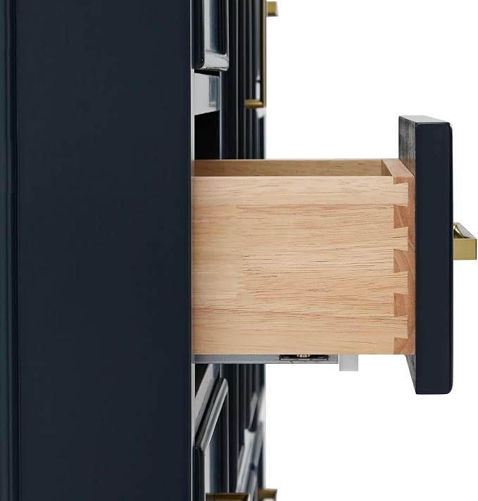 DKB Langford 54-inch Midnight Blue Bathroom Vanity with Center Rectangle Single Sink, Italian Carrara Marble Countertop & Backsplash, Solid Wood Frame, Soft-Closing & Dovetail Drawers